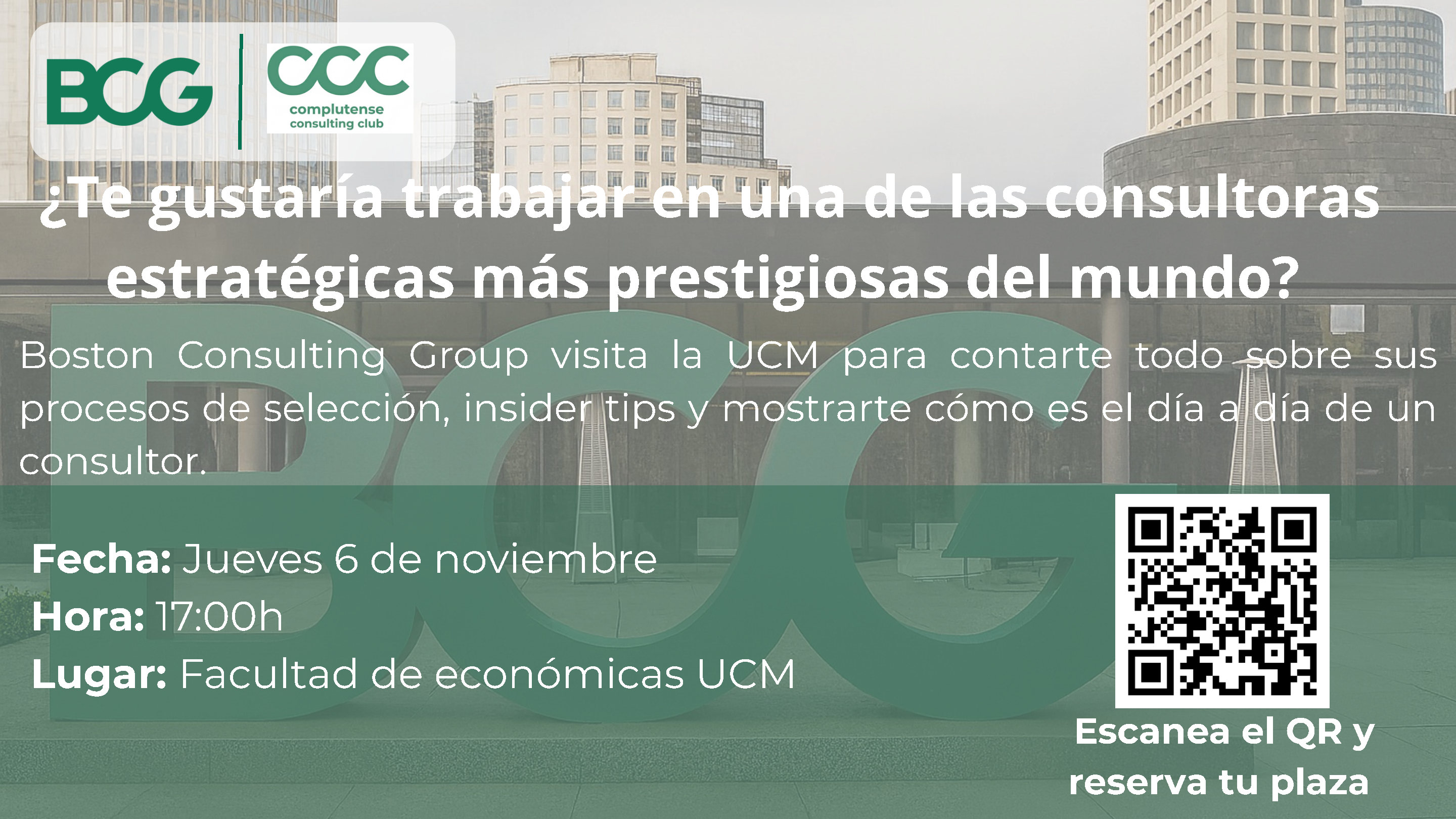 Charla de BCG organizada por la asociación de estudiantes CCC